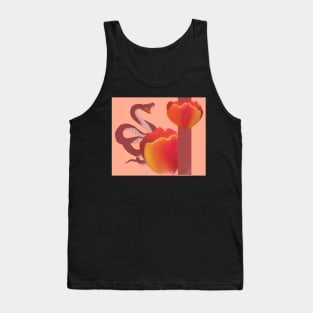 Trippy Abstract Snake Creepy Floral Artwork Design Fiery Cobra Volcano Lava Pastel Sci Fi Glowing Sunset Artwork Unique Cool Tank Top